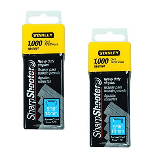 Stanley TRA709T Sharpshooter 9/16" 14mm Heavy Duty Staples, 1000 Count (2 Pack)