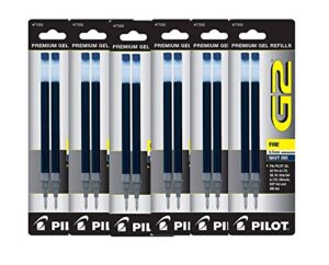 value pack of 6 – pilot g2 gel ink refills for rolling ball pen, fine point, navy blue (77252)