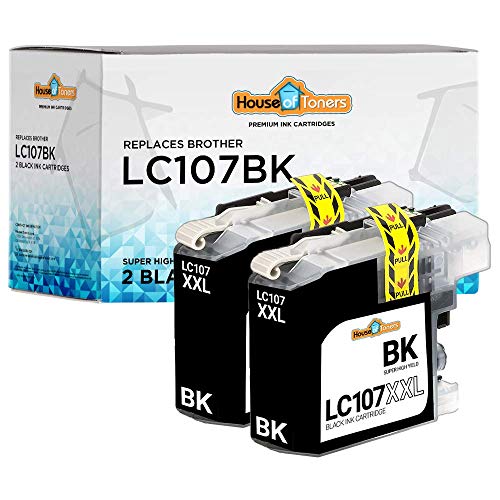 HouseofToners Compatible Ink Cartridge Replacements for Brother LC107BK (2 Black, 2-Pack)