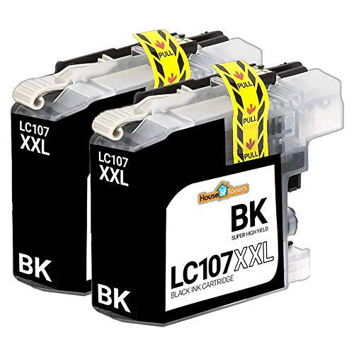 HouseofToners Compatible Ink Cartridge Replacements for Brother LC107BK (2 Black, 2-Pack)