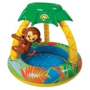 poolmaster 81610 learn-to-swim go bananas monkey swimming pool with sun protection, monkey