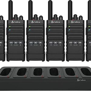 Cobra PX650 BCH6 - Professional/Business Walkie Talkies for Adults - Rechargeable, 300,000 sq. ft/25 Floor Range Two-Way Radio Set (6-Pack), Black