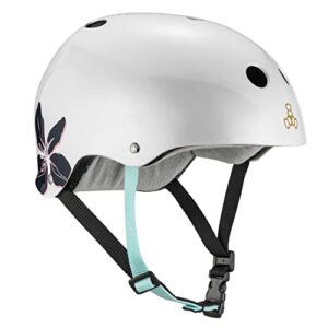 triple eight the certified sweatsaver helmet for skateboarding, bmx, and roller skating, rainbow sparkle black, small/medium