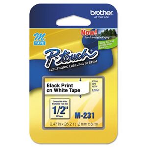 brother adhesive nonlaminated labelmaker labels-non-laminated tape,1/2″, 2/pk, black/white