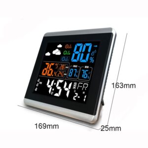 XARONF Indoor Outdoor Thermometer, Weather Station with Atomic Clock, High Precision Temperature Humidity Meter, HD Color Display Weather Thermometer with Barometer Sound Control Backlight