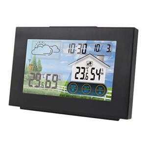 XARONF Weather Stations, Indoor Outdoor Weather Station, Home Weather Station Multiple Sensors with Atomic Clock, Indoor Outdoor Humidity Thermometer Monitor Digital Forecast Weather Stations, Black