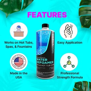 Hot Tub Defoamer & Spa Defoamer - Spa Anti Foam & Hot Tub Anti Foam for HotTub Owners to get the Foam out for Spa & Hot Tub Foam Removal, The Defoamer for Hot Tubs to Keep Spa Foam Down | AquaDoc 16oz