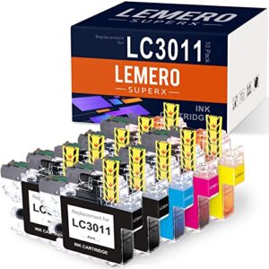 lemerosuperx compatible ink cartridge replacement for brother lc3011 lc 3011 work for mfc-j895dw mfc-j491dw mfc-j497dw mfc-j690dw (4 black, 2 cyan, 2 yellow, 2 magenta, 10 pack)