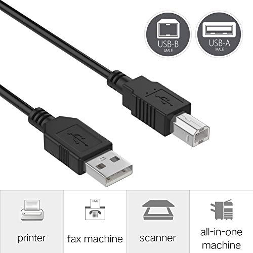 SupplySource 6ft USB Cable Cord Replacement for Brother HL-L2320D HL-L2340DW MFC-7360N MFC-7365N Printer