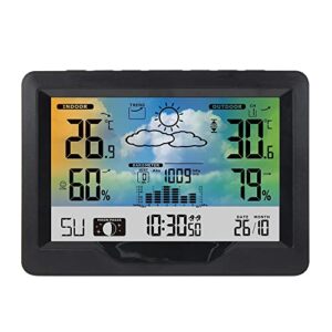 xaronf indoor outdoor thermometer, weather station with atomic clock, high precision temperature humidity meter, hd color display weather thermometer with backlight