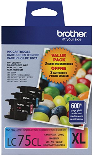 5 X Brother Printer LC753PKS 3 Pack- 1 Each LC75C, LC75M, LC75Y Ink