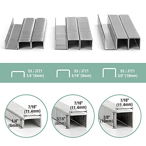 HAUSHOF Light Duty Staple Gun Kit, Fits JT21 Staples of 1/4'' & 5/16'' & 3/8'', Includes 800 Staples of 5/16'' and A Staple Remover, Staple Gun for Upholstery, DIY, Decoration, Carpentry, Furniture