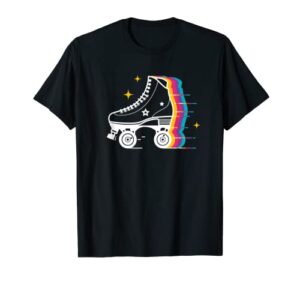 colorful roller skating derby skate roller skater trainer t-shirt