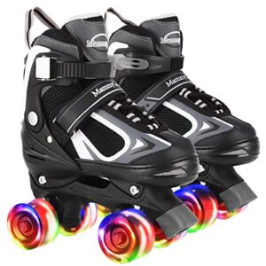 kids roller skates for girls and boys, 4 sizes adjustable roller skates with light up wheels, outdoor & indoor roller skates for kids children beginners,patines para niñas niños