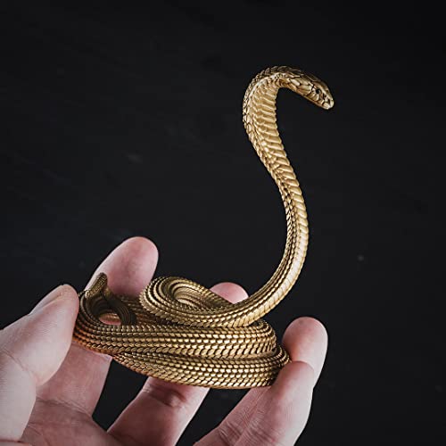 COPPERTIST.WU Cobra Phone Stand for Desk, Snake Cell Phone Holder Mobile Phone Tablet Desktop Smartphone Cellphone Accessories Office Home Statue Decor Ornament, Brass