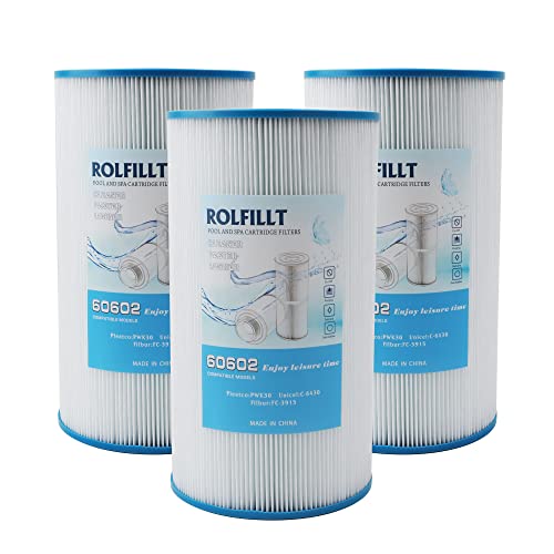 ROLFILLT PWK30 Replaces Hot Spring Spa Filters，Compatible Watkins 31489,Unicel C-6430, Filbur FC-3915, P/N0969601, 71825, 73178, 73250,30 sq.ft. 3 Pack