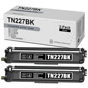 [black] 2 pack tn-227 tn227bk compatible toner cartridge replacement for brother dcp-l3510cdw l3550cdw hl-3210cw 3230cdw printer ink cartridge.
