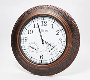 evergreen metal indoor / outdoor atomic wall clock, hammered copper