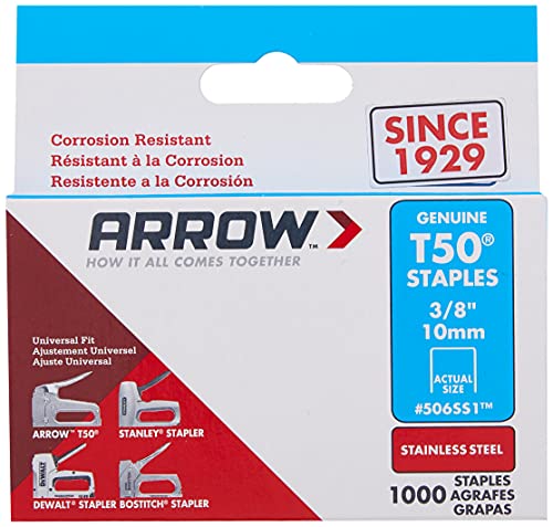 Arrow Fastener 506SS1 Genuine T50 Stainless Steel 3/8-Inch Staples, 1,000-Pack