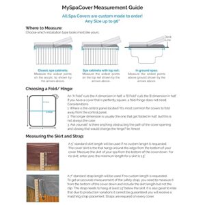 MySpaCover Long-Lasting Hot Tub and Spa Cover Replacement with EPS Insulation Foam, 4, 5, 6 Inch Taper for Any Shape and Size up to 96 inch (Custom)