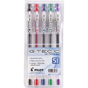pilot g-tec-c4 ultra assorted colors 0.4mm rollerball pen 5 per pack by pilot