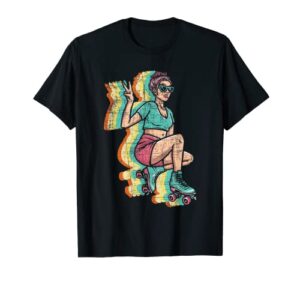 retro roller skater girl – roller skating roller derby t-shirt