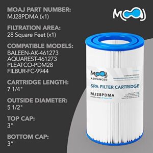 MOAJ Advanced Spa Filter Replaces PDM28, Aquarest Spas 461273, Filbur FC-9944, Baleen AK-461273, Spa Daddy SD-01392, Dream Maker 461273, PLFPDM28 | 7 1/4" x 5 1/2" | 28 SQ FT | Washable & Reusable