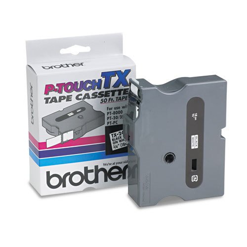 Genuine Brother 3/4" (18mm) Black on White TX P-Touch Tape for Brother XL-35, XL35 Label Maker