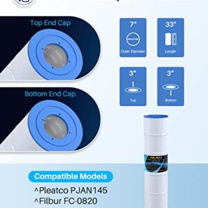 POOLPURE C-7482 Pool Filter Replaces Jandy CL580, CV580, PJAN145, Unicel C-7482, Filbur FC-0820, A0104100, R0357900, Filbur FC-6415, SD-01109, 145 sqft Filter Cartridge 4 Pack