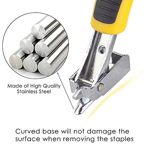 GEARLINTON Staple Remover Heavy Duty for Upholstery Staple Puller Lifter with Ergonomic Handle for Removing Nails in Furniture Carpet Floor Carton, Yellow