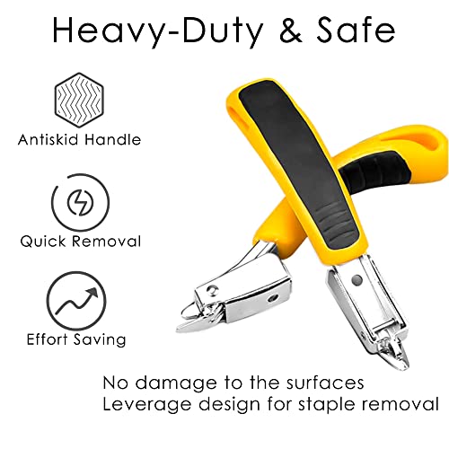 GEARLINTON Staple Remover Heavy Duty for Upholstery Staple Puller Lifter with Ergonomic Handle for Removing Nails in Furniture Carpet Floor Carton, Yellow