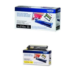 brother tn210bk toner cartridge – retail packaging – black and brother tn-210y toner cartridge – retail packaging – yellow bundle