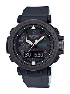 casio men’s ‘pro trek’ solar powered silicone watch, color:black (model: prg-650y-1cr)