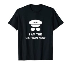 i am the captain now funny pilot t-shirt