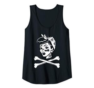 womens derby girl pinup and crossbones flat track roller derby tank top