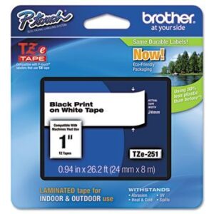 3 pack tze standard adhesive laminated labeling tape, 1w, black on white by brother intl. corp. (catalog category: labels, label makers, tags & stamps / label makers / tapes, labels, ribbons”)