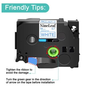 NineLeaf 1 Pack Compatible for Brother TZe-243 TZe243 TZ-243 TZ243 Label Tape 18mm 3/4'' 0.7'' Blue on White Standard Laminated Labeling Work with P-Touch PT-H300 PT-D400VP PT-E500 PT-300 Label Maker