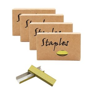yellow gold 26/6 standard staple set 12mm width 950/box 4 boxes/pack 3800 count staples for office school home stapler stapling refills (4 boxes yellow gold)