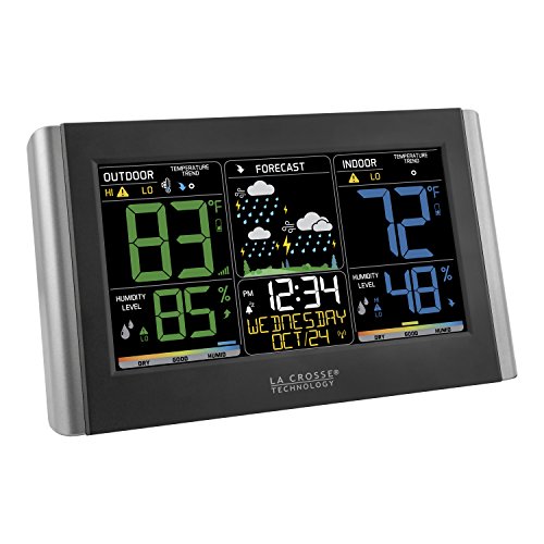 La Crosse Technology 513-1417AL-INT Atomic Clock w Outdoor Temp, Grey/Black & C85845-INT Weather Station, Black