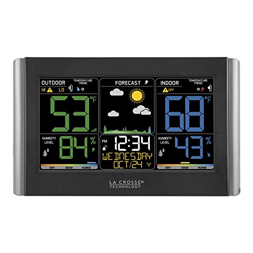 La Crosse Technology 513-1417AL-INT Atomic Clock w Outdoor Temp, Grey/Black & C85845-INT Weather Station, Black