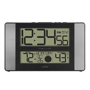 La Crosse Technology 513-1417AL-INT Atomic Clock w Outdoor Temp, Grey/Black & C85845-INT Weather Station, Black