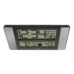 La Crosse Technology 513-1417AL-INT Atomic Clock w Outdoor Temp, Grey/Black & C85845-INT Weather Station, Black