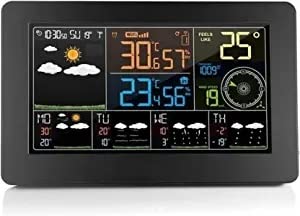 eyearn weather station wireless indoor outdoor thermometer, color display digital weather thermometer with atomic clock, durable, simple to use, stable performance