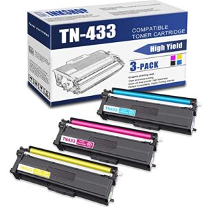 tn433 compatible tn-433c tn-433y tn-433m high yield toner cartridge replacement for brother tn-433 hl-l8260cdw hl-l8360cdw dcp-l8410cdw mfc-l8610cdw toner.(1c+1y+1m)