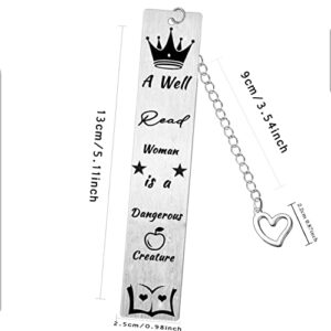 A Well Read Woman is a Dangerous Creature Bookmark Birthday Christmas Graduation Gifts Bookmark for Book Lovers Best Friend Sister Brother Daughter Son