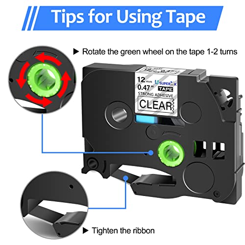 USUPERINK 2PK Compatible for Brother Label Maker Tape Clear TZe-S131 TZ-S131 TZe-131 TZe131 TZ-131 TZ131 12mm 1/2'' Laminated Black on Clear Extra Strength Label Tape for PT-D210 H110 D220 D410 D600