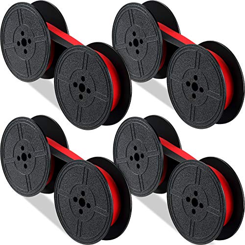 4 Pairs Universal Typewriter Ribbon Twin Spool Typewriter Ribbon Twin Spool Replacement Pack for Most Typewriter (Red, Black)