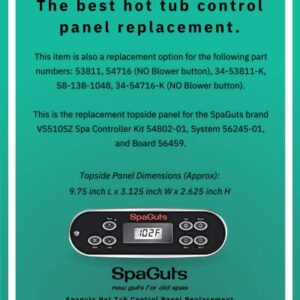 Spaguts Hot Tub Control Panel Replacement, Mini Oval LCD Serial Standard Topside Panel 50286, with 10ft Cord