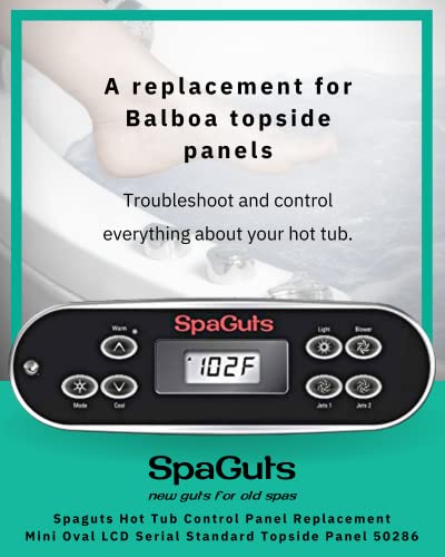 Spaguts Hot Tub Control Panel Replacement, Mini Oval LCD Serial Standard Topside Panel 50286, with 10ft Cord