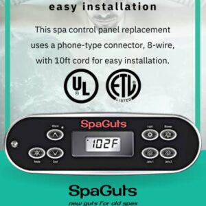 Spaguts Hot Tub Control Panel Replacement, Mini Oval LCD Serial Standard Topside Panel 50286, with 10ft Cord